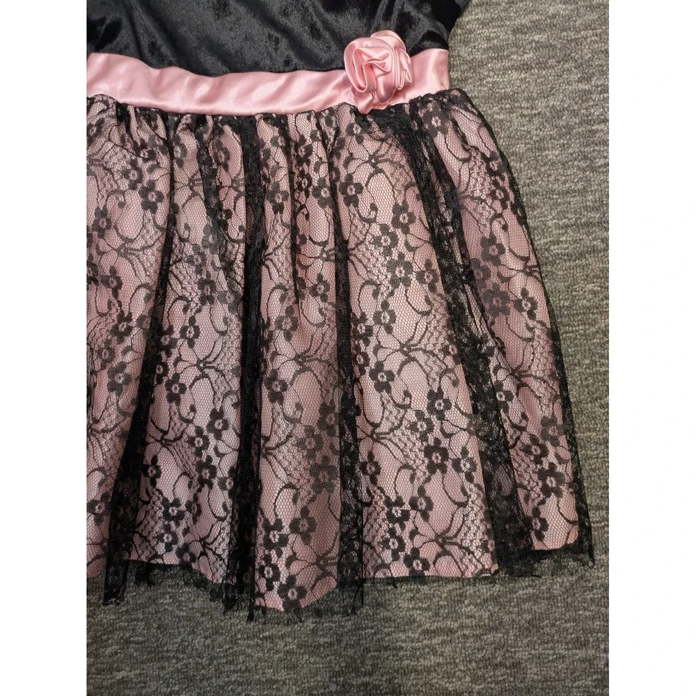 George Girl's Size 24 Months Black Velvet Pink Lace Flower‎ Party Dress